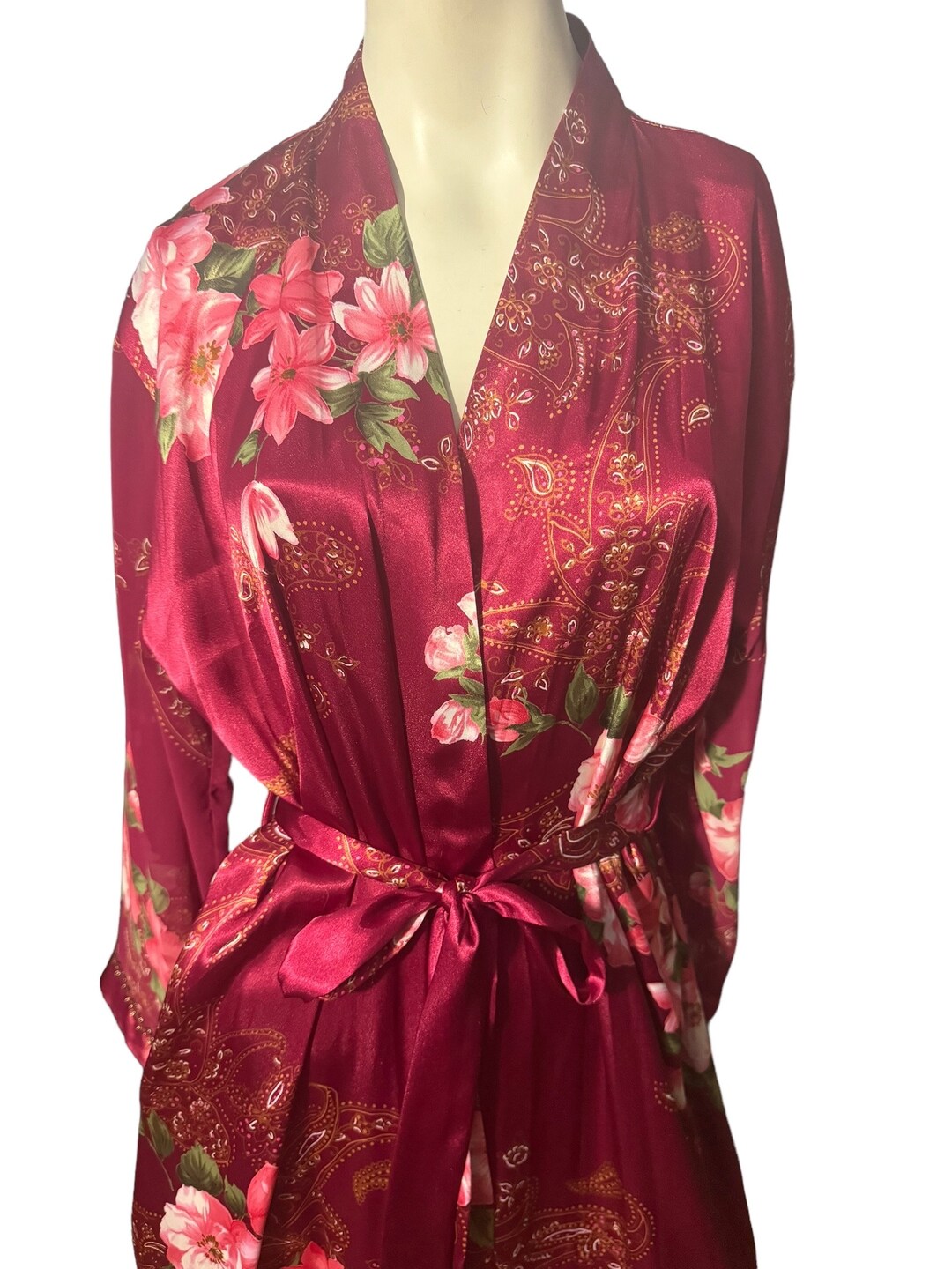 Vintage 80's Robe Pink Floral S California Dynasty - Etsy