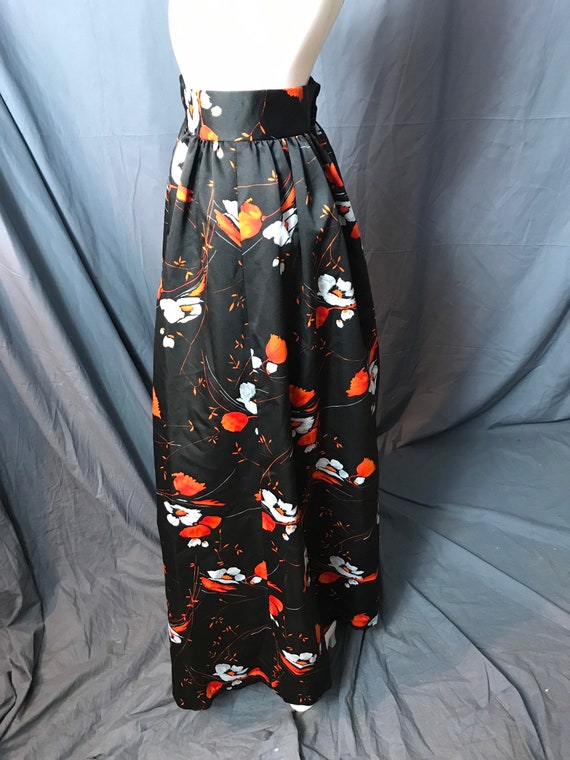 Vintage long black and orange 1970's skirt m - image 4