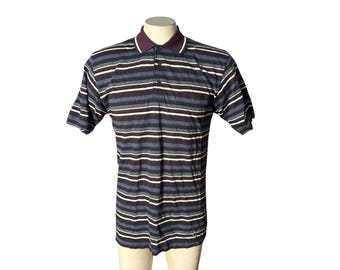 Vintage 80's men's black stripe polo shirt S Knightsbridge