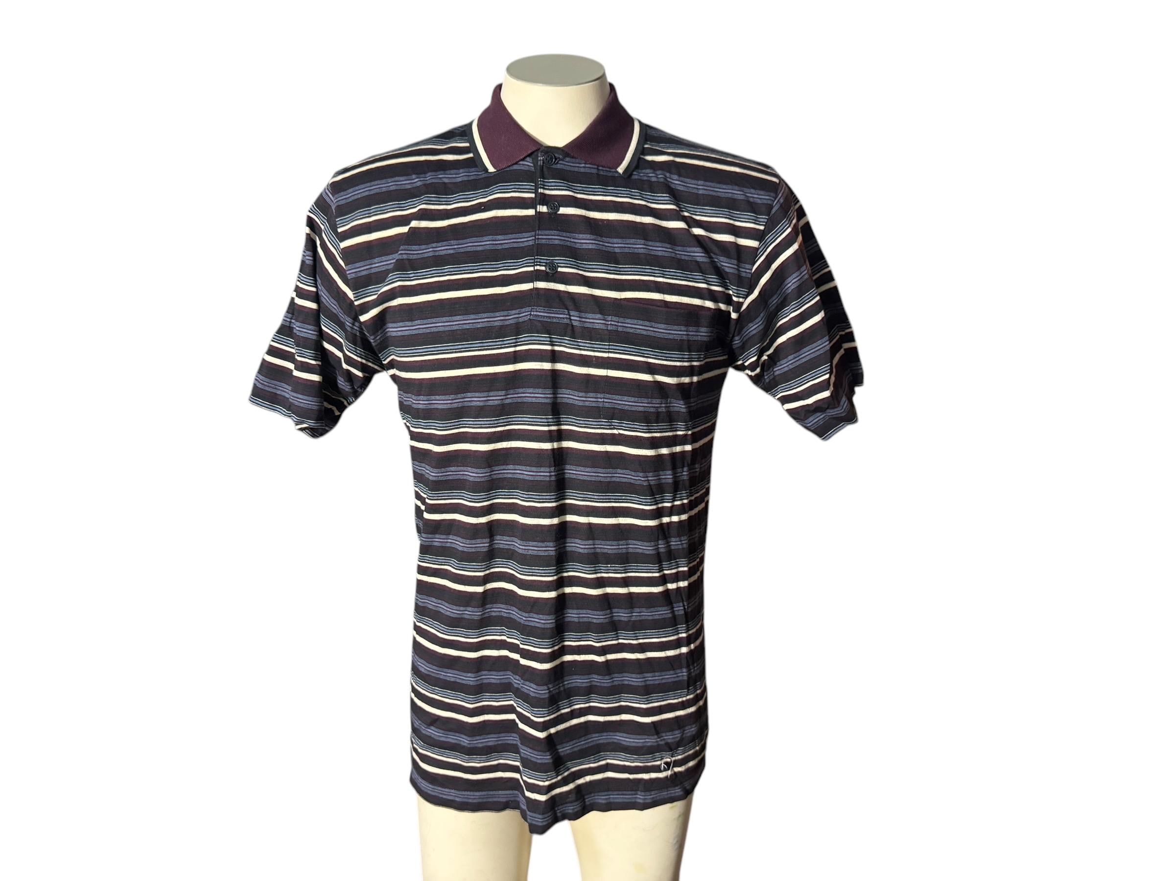 Vintage 80's Men's Black Stripe Polo Shirt S Knightsbridge - Etsy