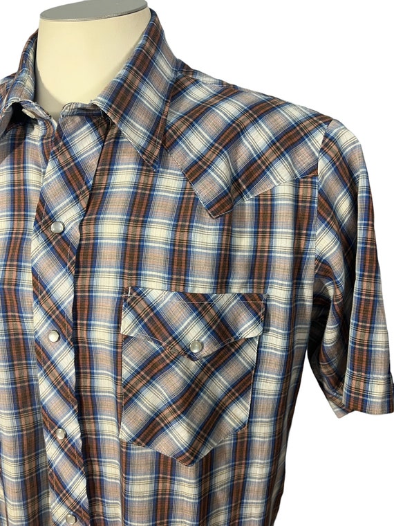 Vintage 70's western plaid shirt L - image 2