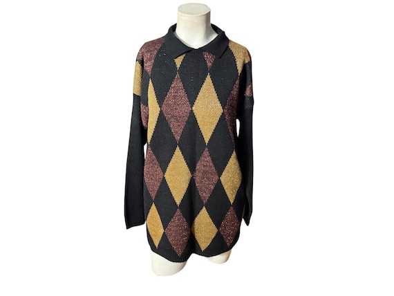 Vintage 80's black & gold sweater L Mathias