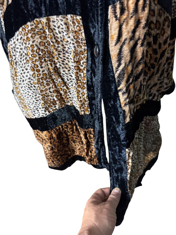 Vintage 80's leopard patchwork blazer jacket XL - image 4