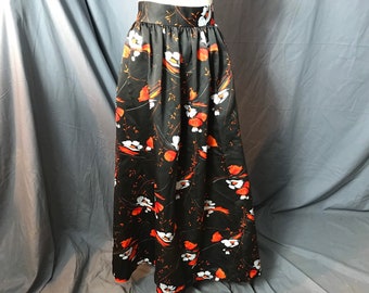 Vintage long black and orange 1970's skirt m