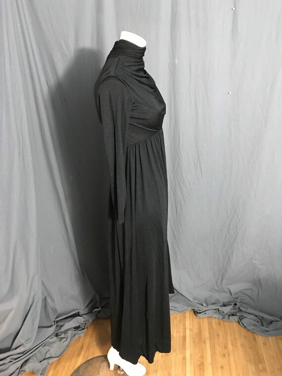 Vintage 1970’s long black Cirette maxi dress M - image 6