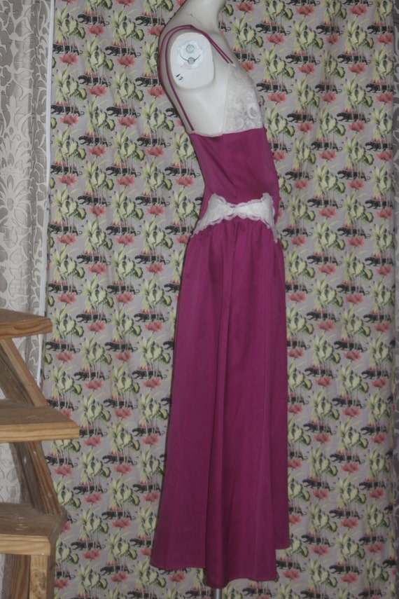 Vintage Intime 1970's Lace Maroon Nightgown Deads… - image 3