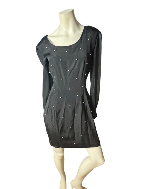 Vintage 80's Black pearl mini dress M Notorious