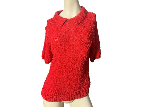 Vintage 80's red sweater top L Sea Wind - image 1