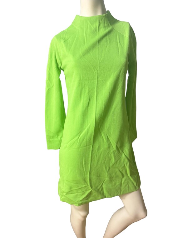 Vintage 70's Green Polyester Mini Dress S M