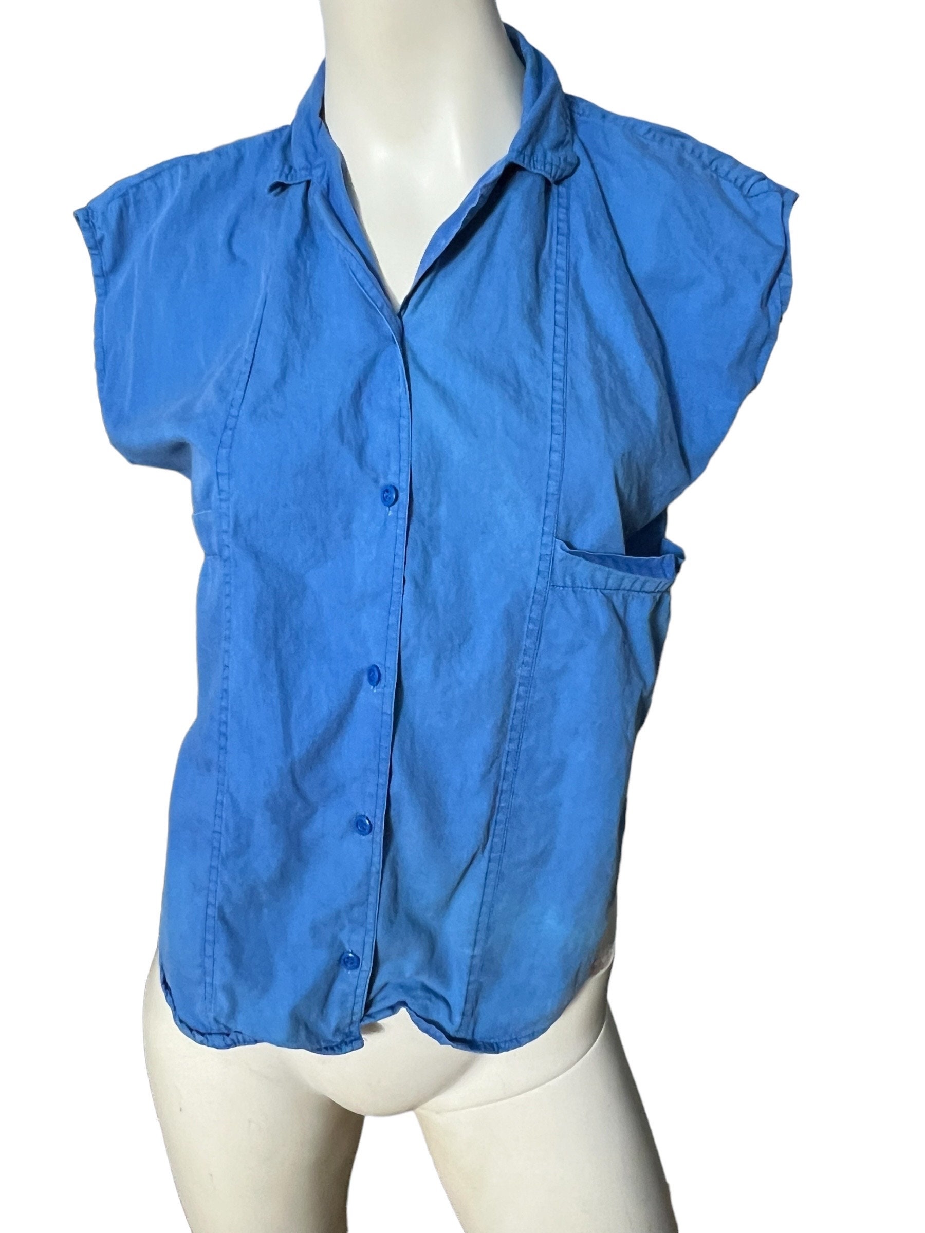 Vintage 80's Blue Santa Cruz Top S - Etsy