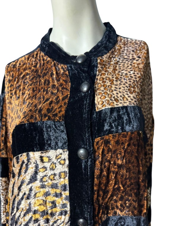 Vintage 80's leopard patchwork blazer jacket XL - image 3
