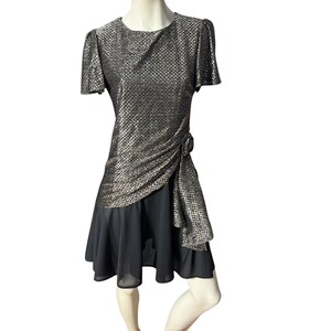 Vintage 70’s black & gold midi dress T F M