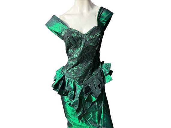 Vintage 80's Green Prom Dress 5 Deja Vu Designs - Etsy UK