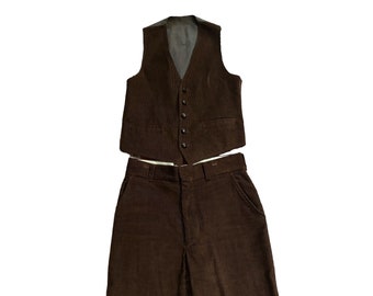 Vintage 70&#39;s corduroy men&#39;s vest & pants 30 x 31