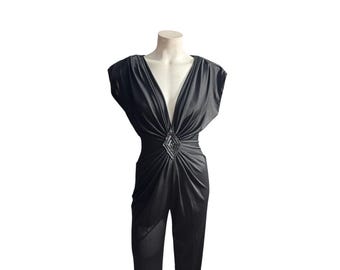 combinaison noire vintage des années 70 Climax S