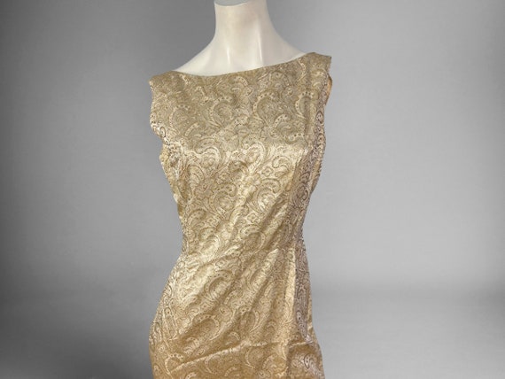 Vintage 60's long gold party dress M - image 1