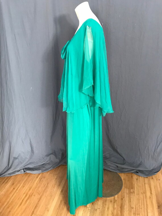 Vintage 1970’s green Lily Lynn green maxi dress XL - image 4