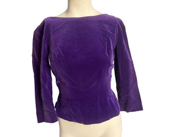 Vintage 50's purple velvet top shirt 8 M