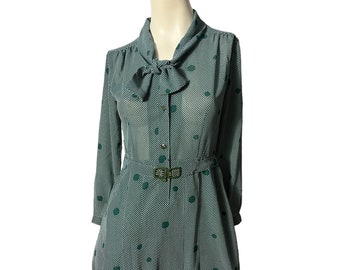 robe en rayonne verte style années 40 vintage M