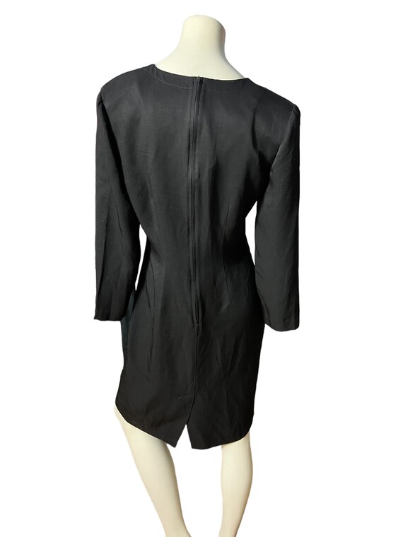 Vintage 80's black rayon dress 8 Julian Taylor - image 5