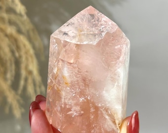 Rose Quartz with Golden Healer Tower | Brazil