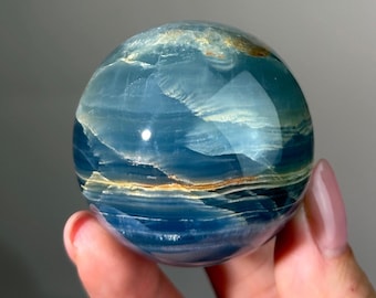 Blue Calcite Sphere: Argentina Onyx Aquatine Crystal Ball | Choose Your Piece