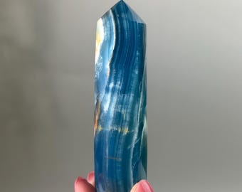 Blue Calcite Tower: Argentina Onyx Aquatine Crystal Tower | Choose Your Piece