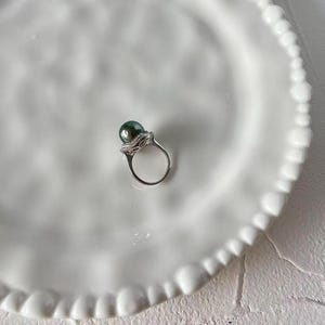11 mm Tahiti Meerwasser schwarze Perle Ring, Sterling Silber natürliche schwarze Perle Ring einstellbar, Zirkon Ring, Salzwasser Perle Pfau Glanz Bild 6