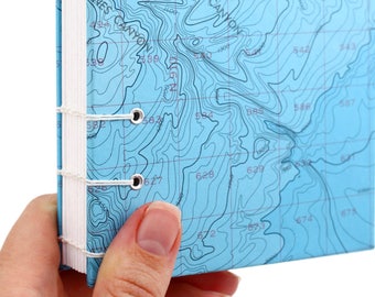 Map Journal - Unlined Journal - Bathymetric Chart Journal #6, handmade by Ruth Bleakley out of Nautical Charts - 160 pages