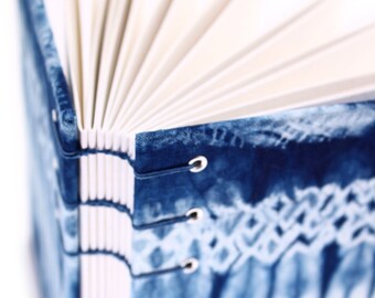 Shibori Journal 8 - Made using traditional Japanese Indigo tie dye techniques - see pictures - handmade by Ruth Bleakley - Unlined Journal