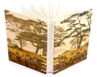 Savannah Journal with Zebras - handmade by Ruth Bleakley - 160 Page Unlined Journal