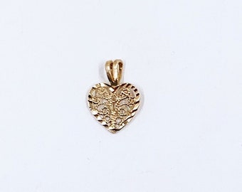 Vintage 14K Gold Filigree Heart Charm, 14K Heart Charm Pendant