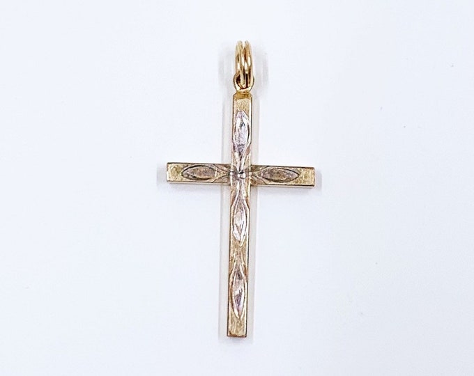 Vintage Engraved Gold Filled Cross Pendant | Vintage 1/20 14k Gold Filled Cross