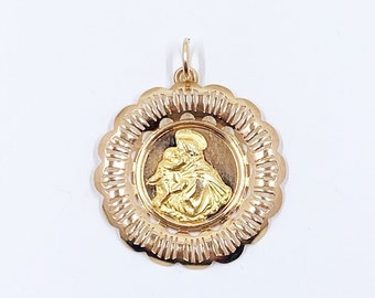 Estate 18K Gold Saint Joseph Pendant, San Giuseppe Pendant, Joseph and Jesus Charm