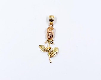 Vintage 14K Gold Two Tone Rose Pendant