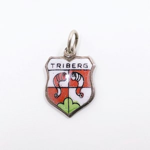 Vintage Silver Triberg Enamel Shield Charm | Vintage Enamel Travel Shield Charm | 800 Silver Charm