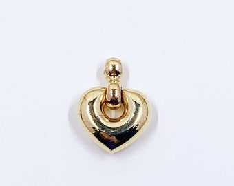 Vintage 14k Gold Puffy Swivel Heart Pendant | 14K Gold Heart | 3D Gold Puffed Heart Pendant