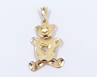 Vintage Estate 14k Yellow Gold Articulated Teddy Bear Pendant