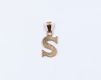 Vintage 14K Letter S Charm, 14K Yellow Gold Initial S Charm