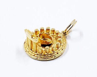 Vintage 18K Gold Tholos of Delphi Charm, Greek Temple Pendant