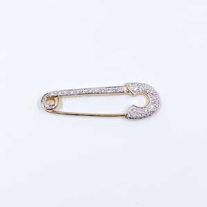 Vintage 14K Diamond Safety Pin Brooch