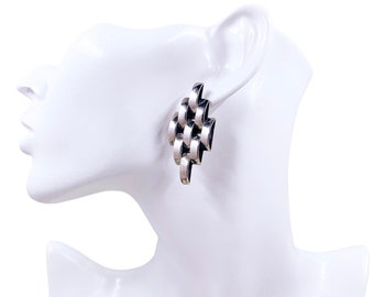 Vintage Mexican Silver Modernist Weave Earrings