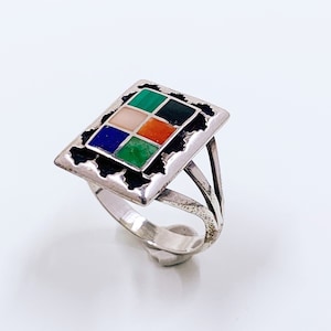 Vintage Mosaic Overlay Tèmè Inlay Ring | Multi-Stone Inlay | Size 9 1/2