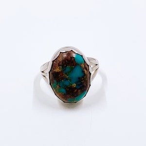 Vintage Silver Turquoise Ring | Silver Southwest Turquoise Ring | Size 7 1/4 Ring