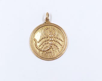 Vintage 14K Scorpio Zodiac Charm, October November Birthday Horoscope Astrology Pendant