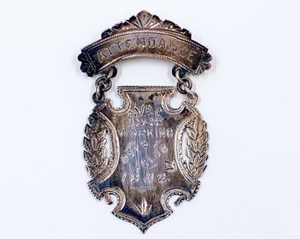 Antique Silver 1892 Medal Brooch, Avenue C Boys Club, Silver Boys Club Badge Pin, New York Philanthropy