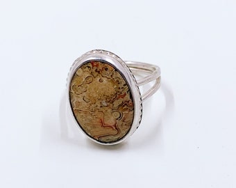 Modernist Silver Ocean Jasper Ring | Size 6 1/2 Ring