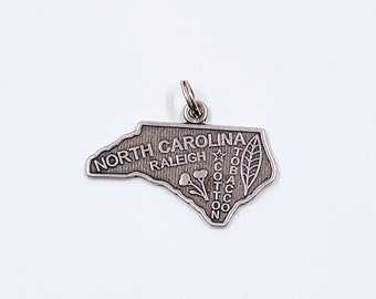 Vintage Silver North Carolina State Charm | Travel Souvenir Charm