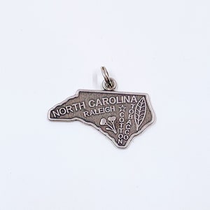 Vintage Silver North Carolina State Charm | Travel Souvenir Charm