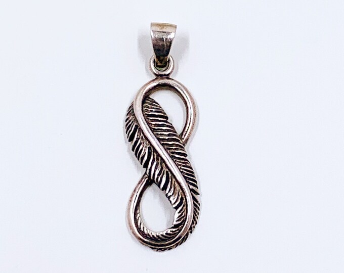Vintage Silver Feather Pendant | Infinity Feather Pendant